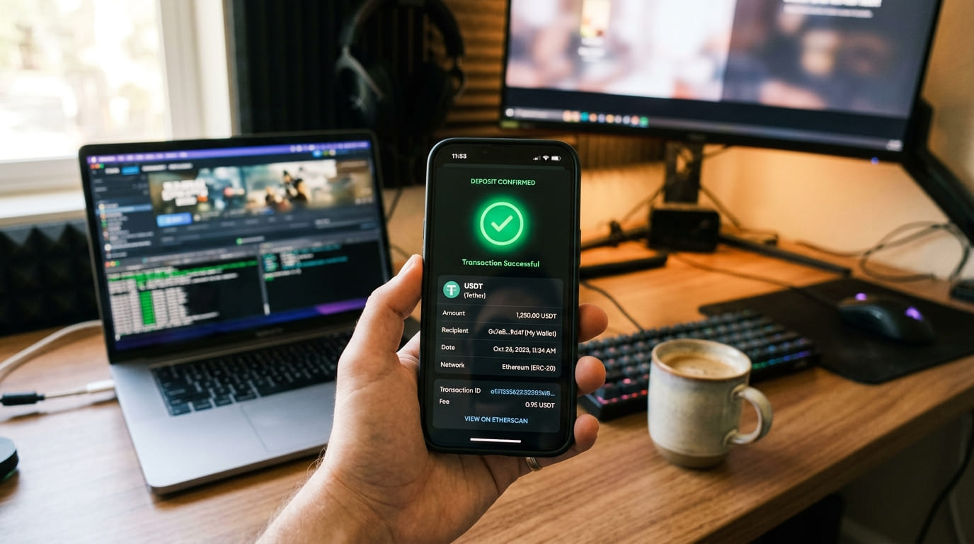 Confirmación de depósito con USDT antes de jugar en Metabet